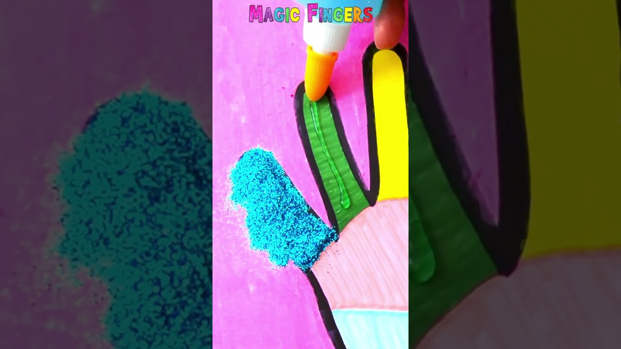 Drawing and Glitter Coloring Hand Together ! #drawing #coloring #kids #toddlers #kidsdrawing