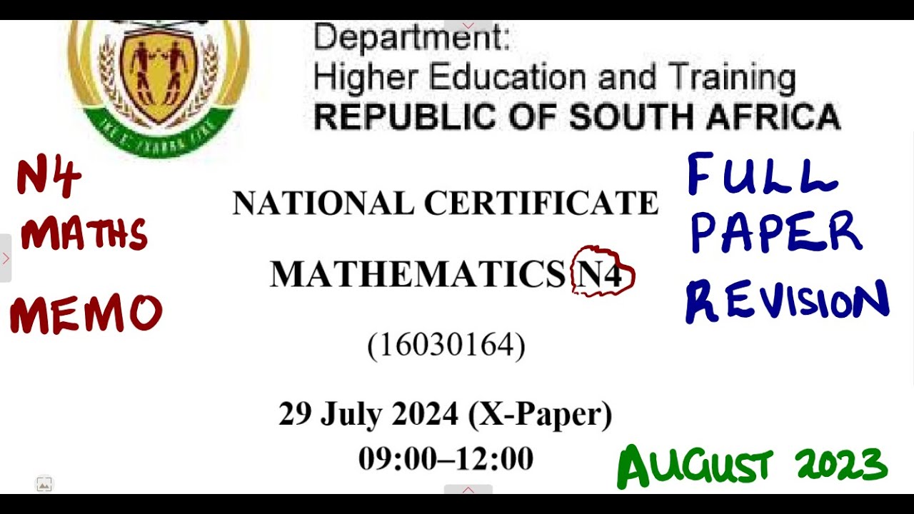 Mathematics N4 August 2024 Memo Full Paper @mathszoneafricanmotives  @mathwithlightone