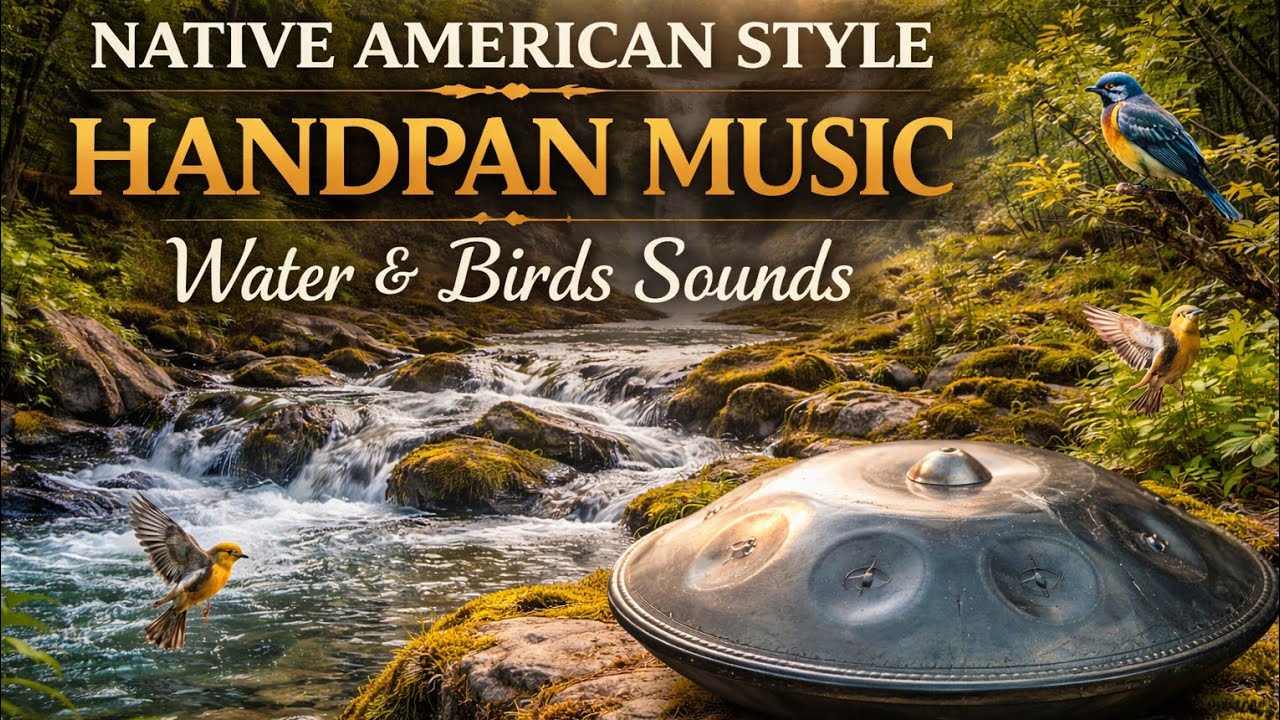 Relaxing Handpan in Cool Nature | Native American Inspired Music with River & Bird Sounds