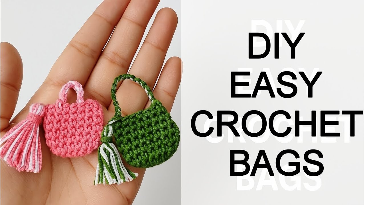 DIY Mini Crochet Bags 🧶 | Super Easy & Cute Crochet Idea for Beginners | Handmade Gift ideas💡