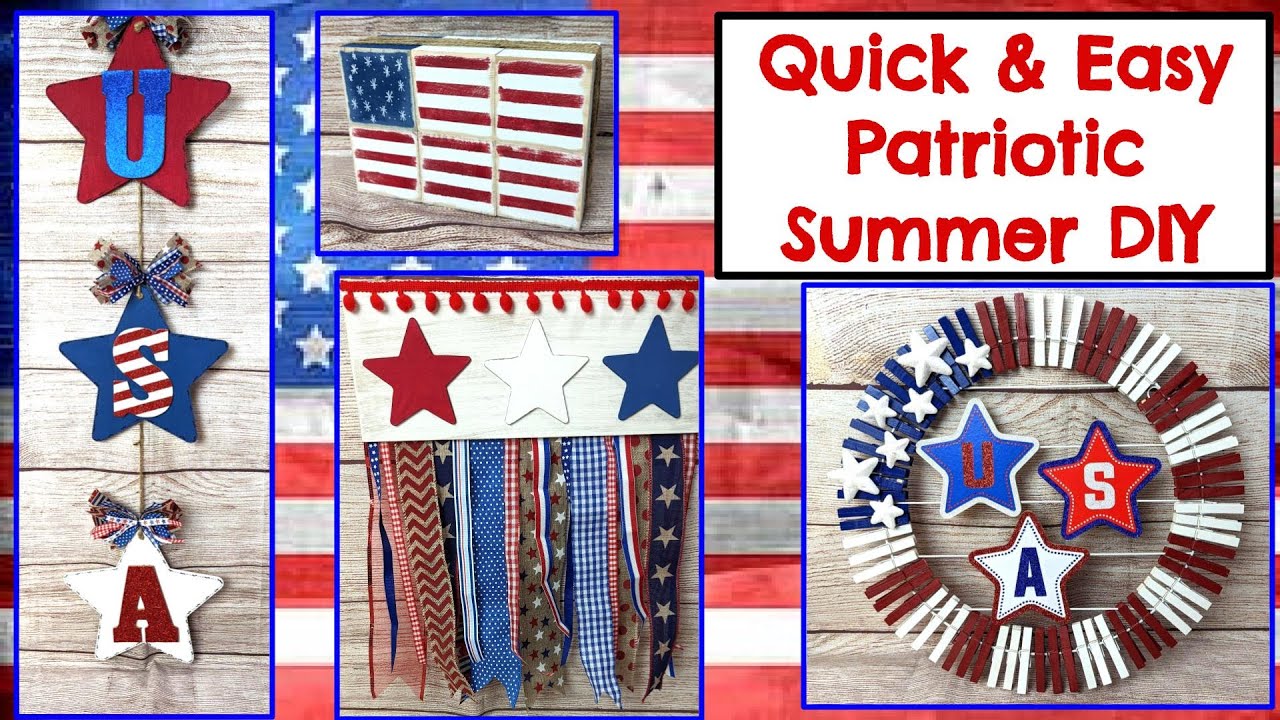 ⭐⭐4 BRAND NEW EASY DOLLAR TREE PATRIOTIC AMERICANA FARMHOUSE HOME DECOR DIYS & A GIVEAWAY⭐⭐
