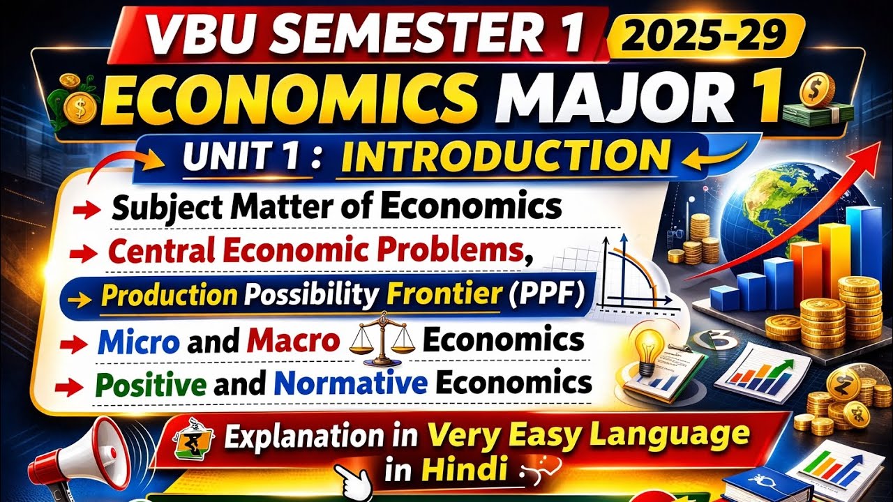 🏦Economics Major Unit 1 Introduction समझे concept को आसान भाषा मे Sem1 VBU 2025-29