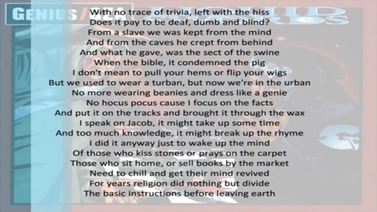 Killah Priest - GZA - B.I.B.L.E. Basic Instructions Before Leaving Earth - Lyrics