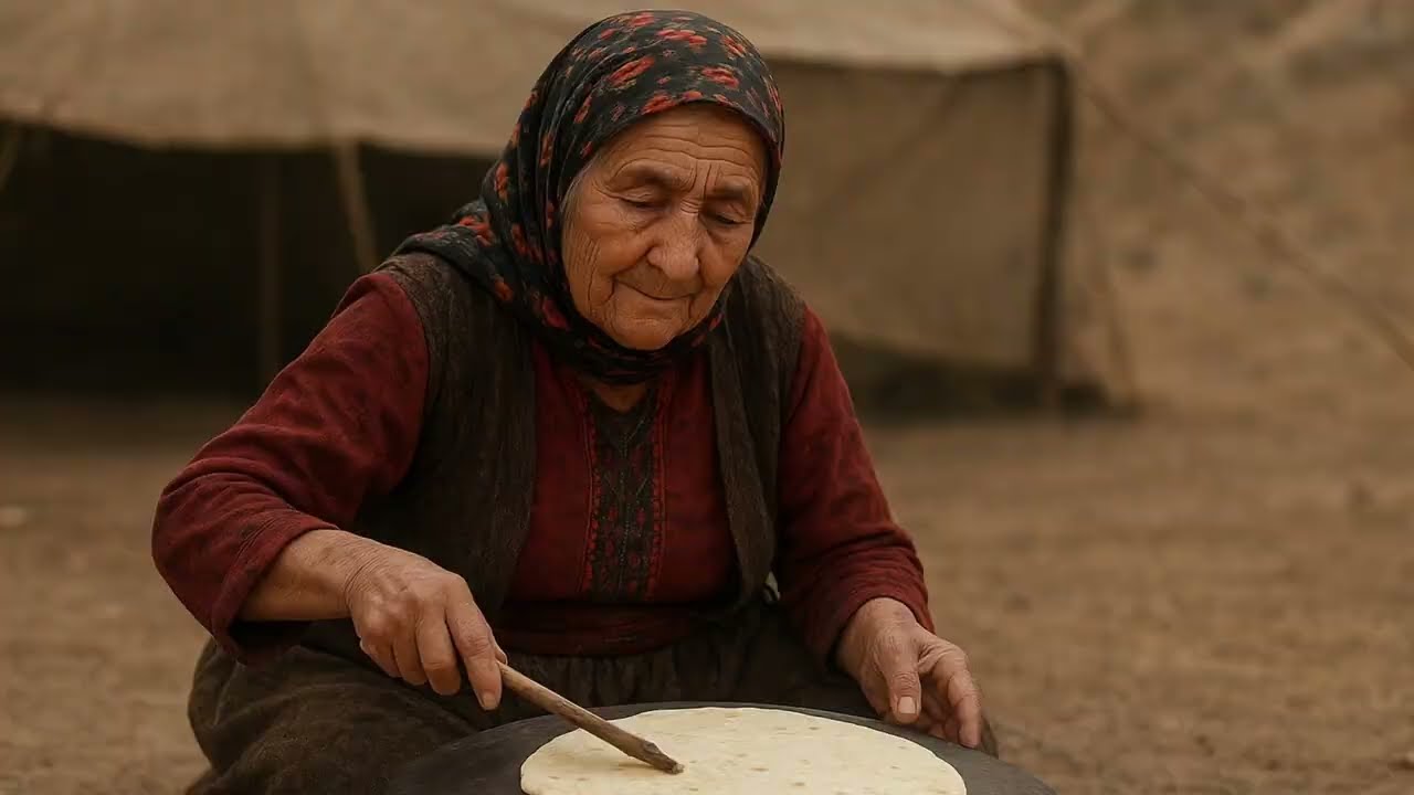 Baking Traditional Lavash Bread on Saj | Village Life of an Elderly Nomad Woman
