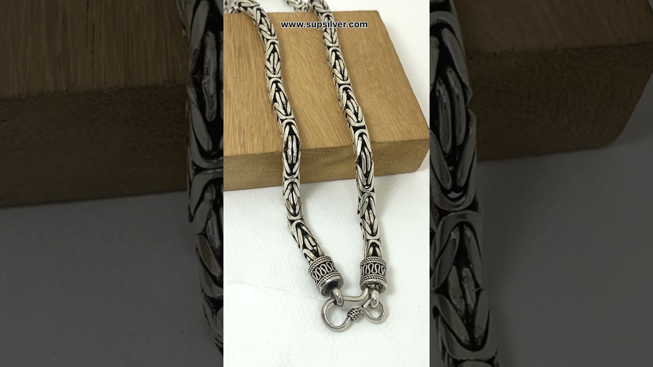 Bali Byzantine Chain Necklace 925 Sterling Silver, Handmade Men Necklace