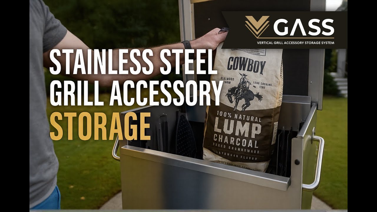 VGASS - Vertical Grill Accessory Storage System | Stainless Steel Organizer for Outdoor Kitchens