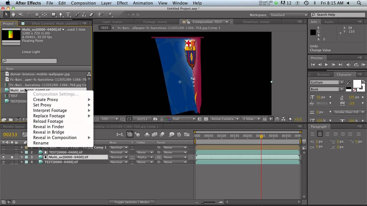 Учебник C4D/AE: Эффекты коррекции Re:Map UVW Multipass