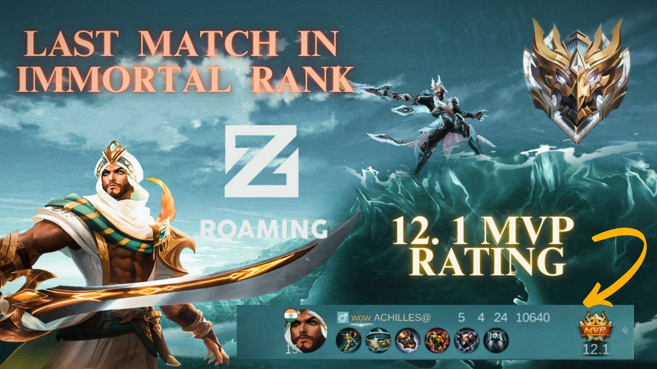 Last Match of S39 in Mythical immortal Rank as a Roamer with Khaleed around a 12.1 MVP Rating.