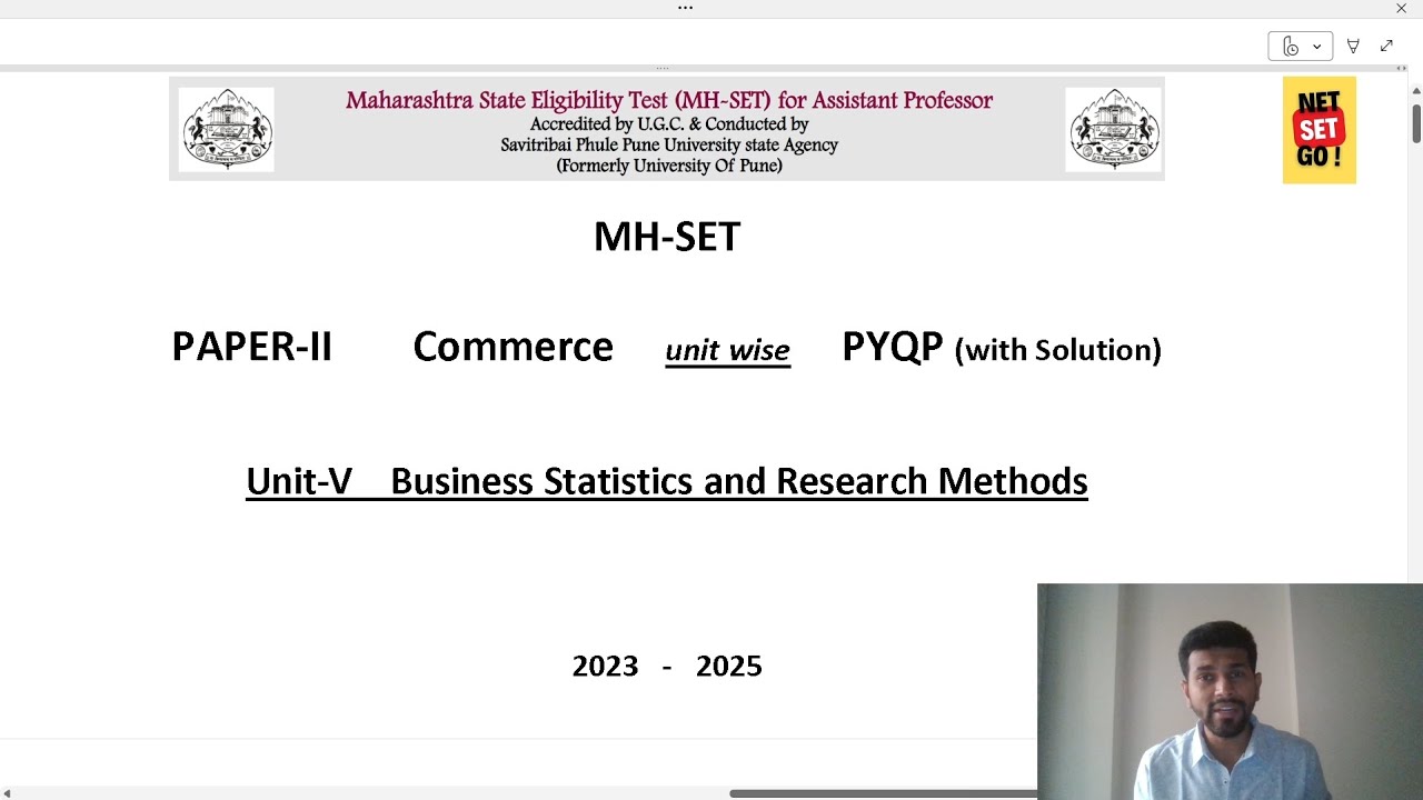 MH-SET Paper-II Commerce | (Unit-V) Business Statistics & Research Methods | Unitwise QPs 2023-2025