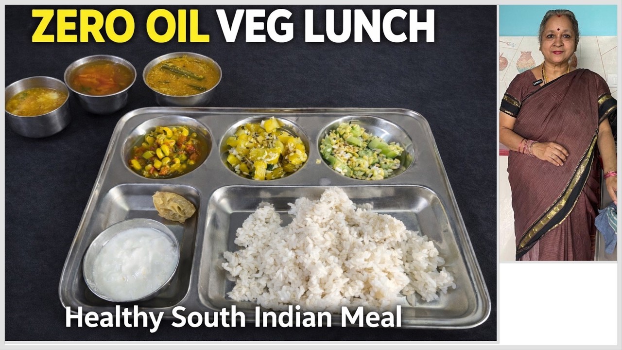 Zero Oil Veg Lunch Thali I Healthy southIndian Meal without Oil