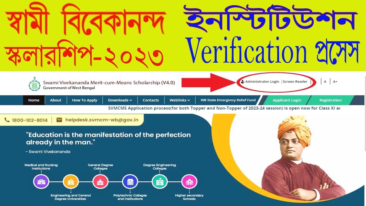 Swami Vivekananda Scholarship HOI level verification process | svmcm HOI verification process