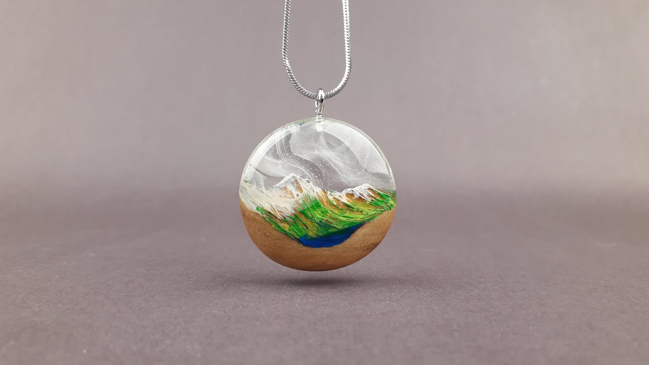 Snowy Mountains Epoxy Necklace