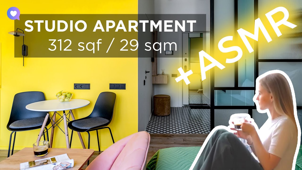 🔥Small Studio Apartment 312 sqf / 29 sqm Tour! Adorable ASMR video & Beautiful Living in the City