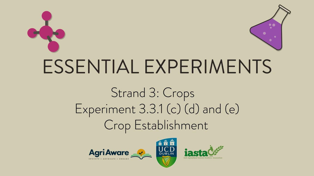 Essential Experiments Series 2021 Experiment 3.3.1 (c) (d) and (e): Crop Establishment