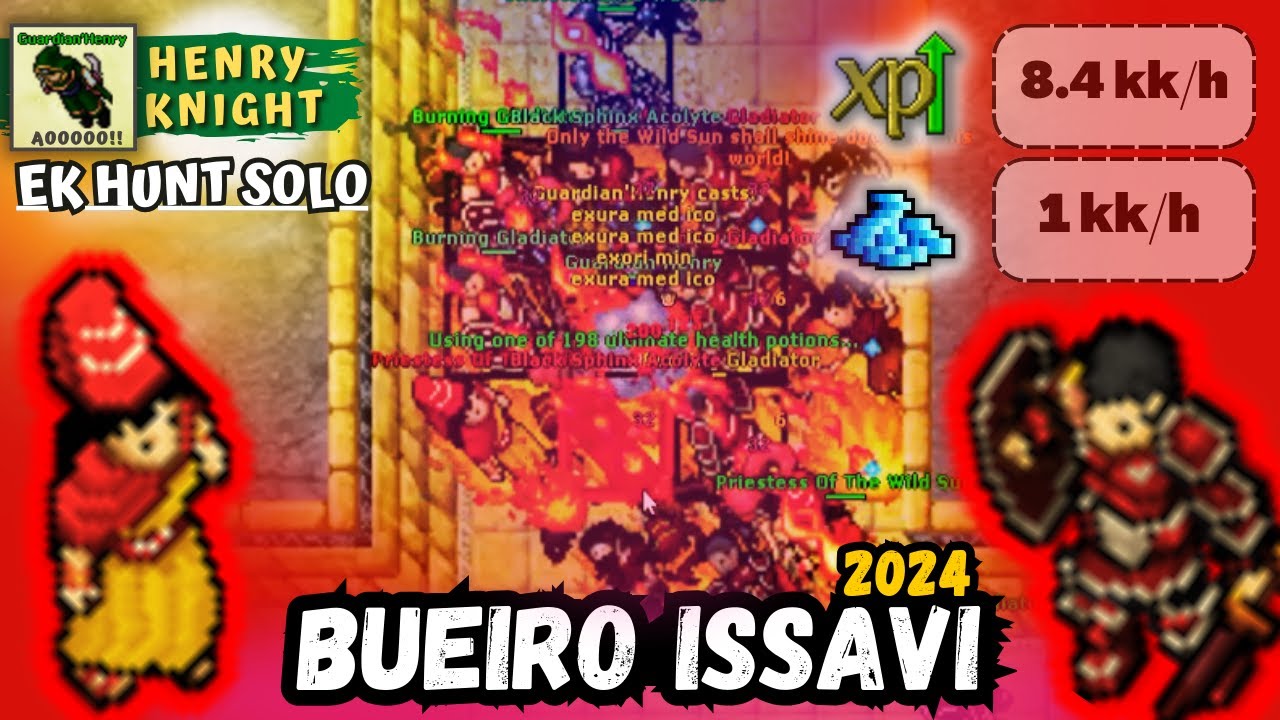 TIBIA - KNIGHT LEVEL 1040 HUNT SOLO BUEIRO ISSAVI (ISSAVI SEWERS) - EK HUNT SOLO #204