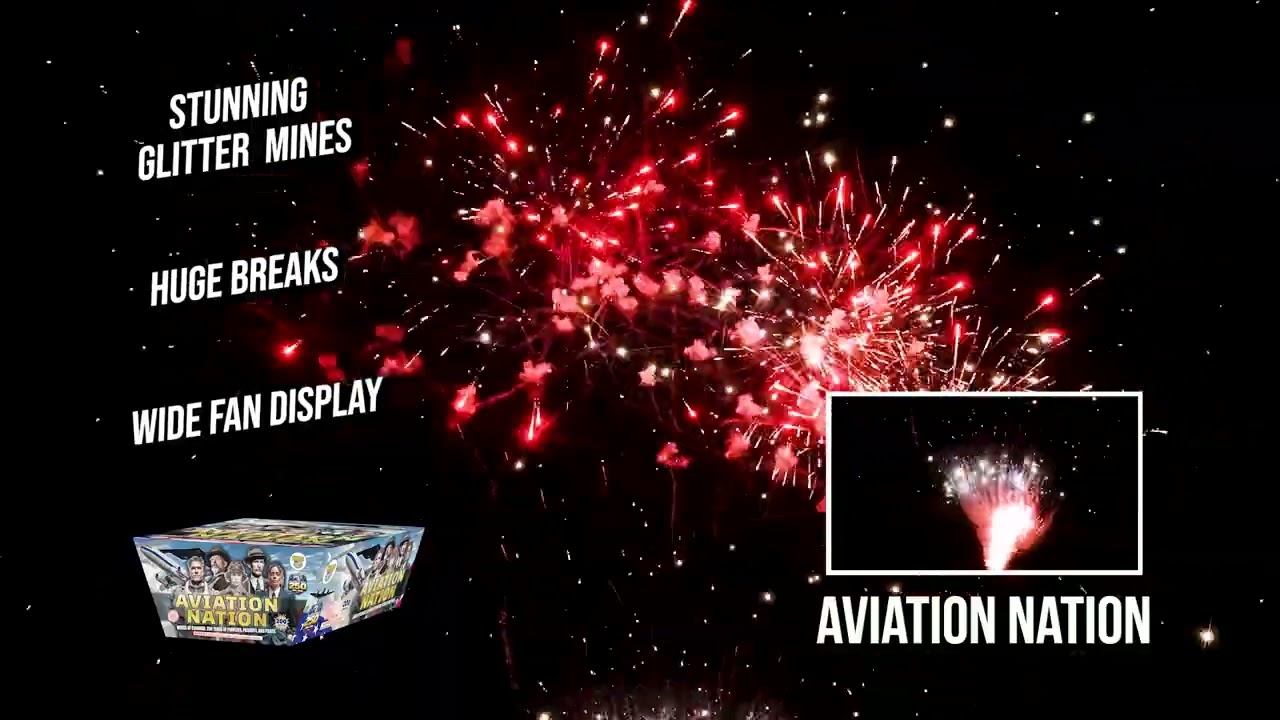 Aviation Nation - 500g Finale Cake 200 shots - Red White Blue Performance - World Class Fireworks