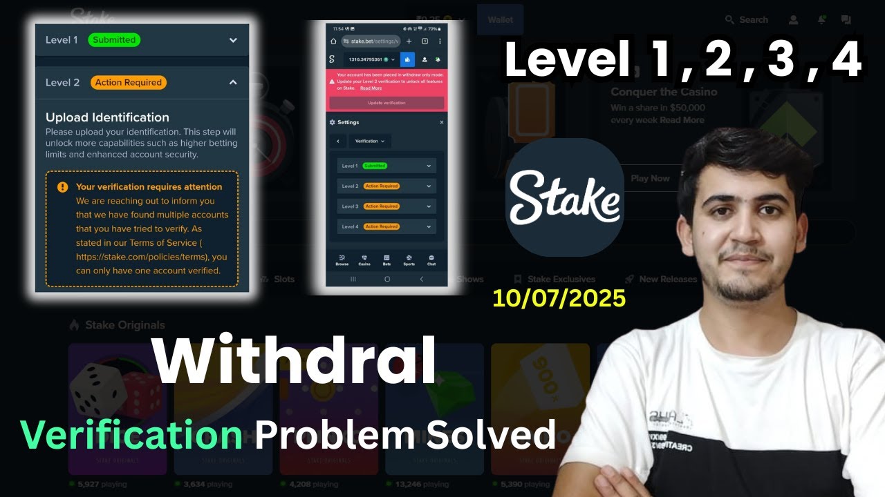 Stake Level 2,3,4 Verification Action Required Problem Solved || Stake Money Withdrawal 