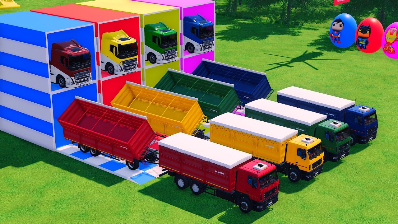 TRANSPORTING BUS, POLICE CARS, DUMP TRUCK, BOX TRUCK, FIRE TRUCK WITH SCANIA TRUCK - FS22 #12