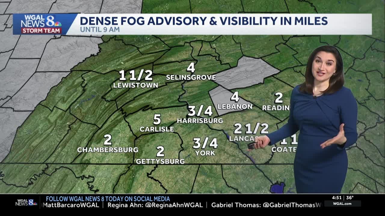 Dense fog advisory in effect for parts of south-central PA