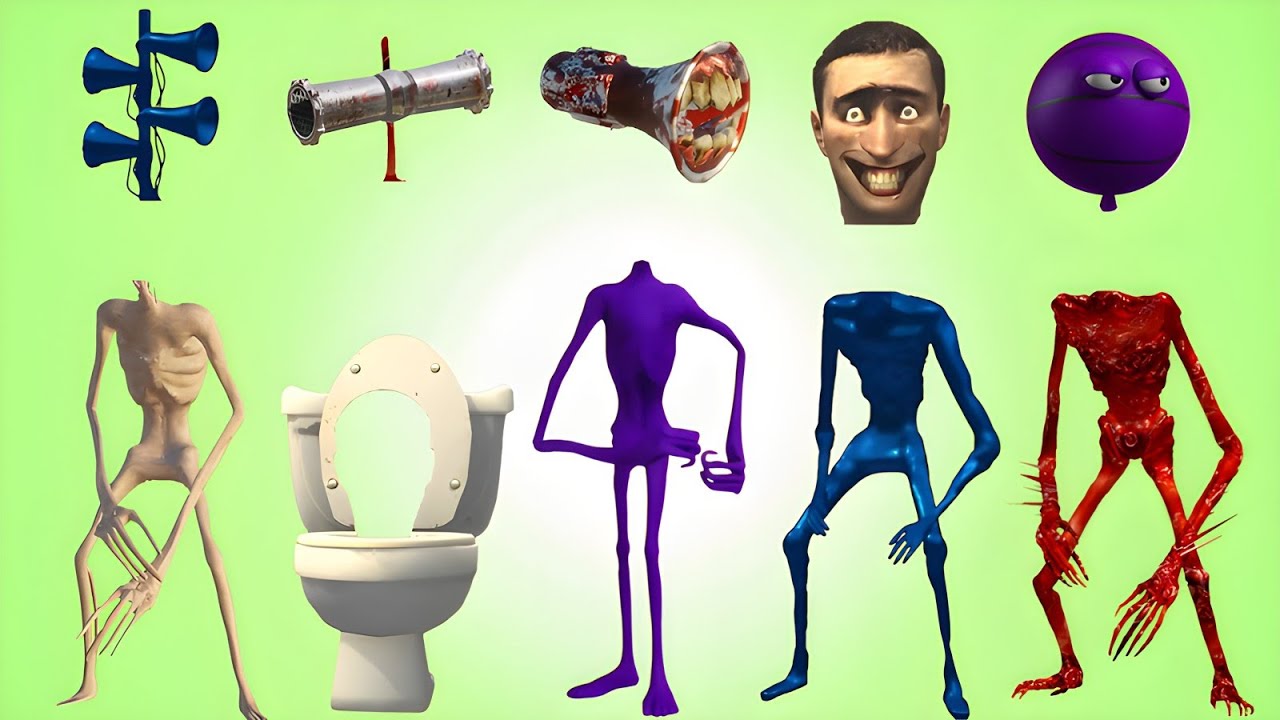 WRONG HEADS SIREN HEAD CAR, GREEN HOUSE HEAD, SCARY HOUSE, SIREN HEAD DOUBLE, SIREN HEAD THUNDERBOLT