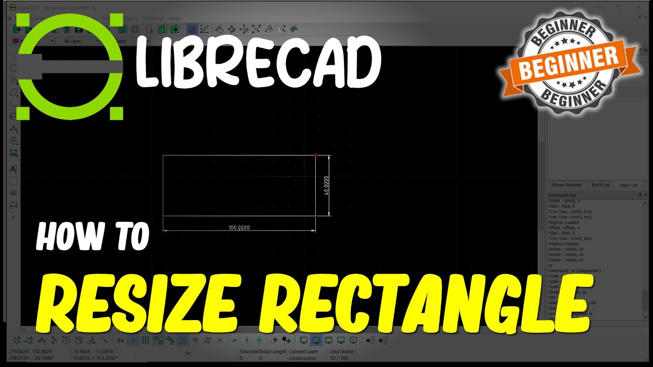 LibreCAD How To Resize Rectangle