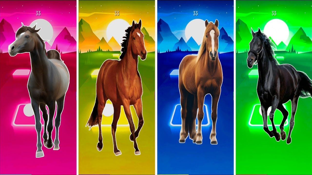 Funny the Horse🐎 🆚Funny Elephant e 🆚Funny Cow🐄 Funny Bull🦏Tiles Hop EDM Rush #tileshop​ #coffindance