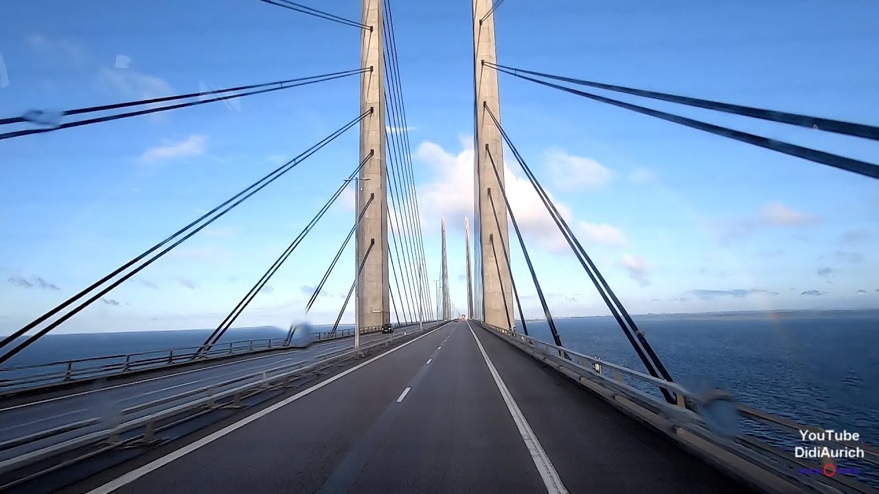 Fahrt über die Öresundbrücke Øresund Bridge Øresundsbron Schrägseilbrücke Schweden Dänemark Malmö