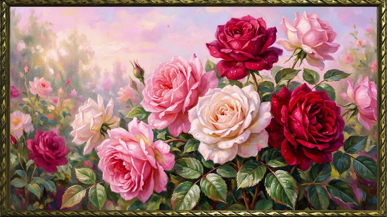 Vintage Flower frame 4K TV Frame Art Screensaver | Vintage Inspired Floral Art