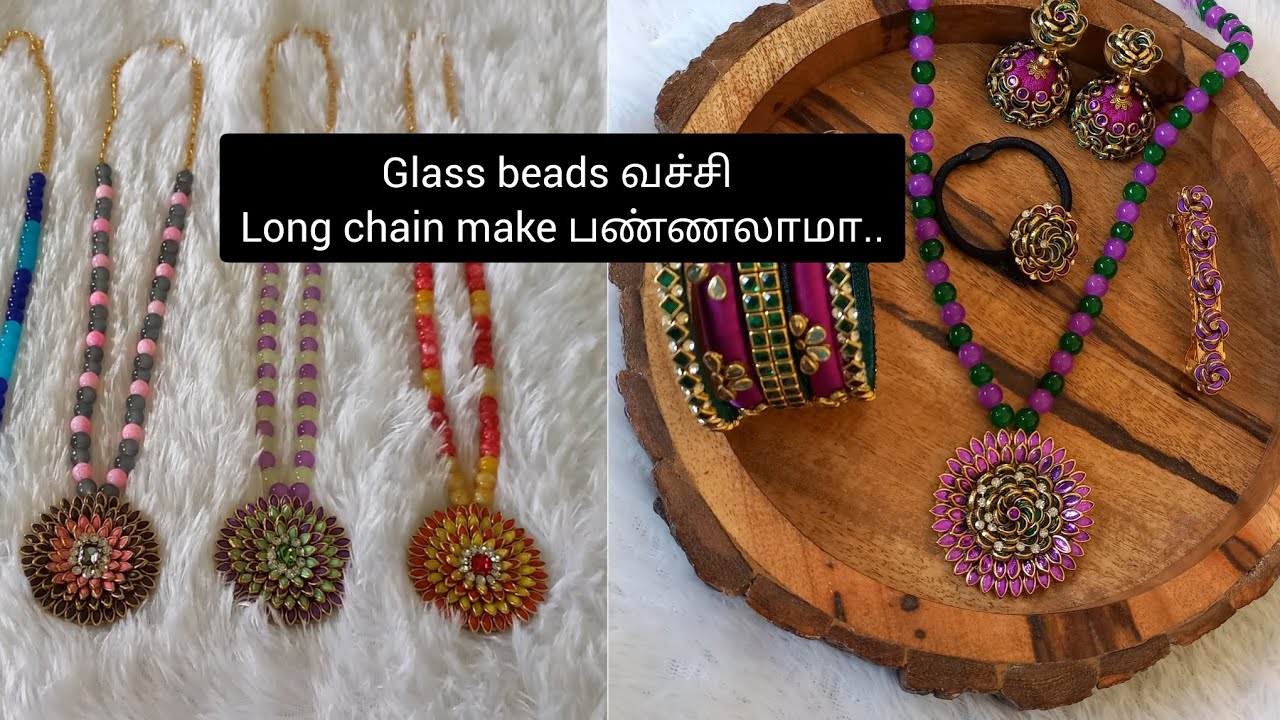 glass beads long chain making/offer alerts/ watch till end/beautiful collection/matching your outfit