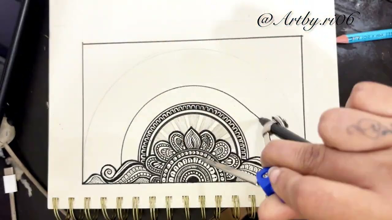 Relaxing Mandala Drawing | Half Pattern Art