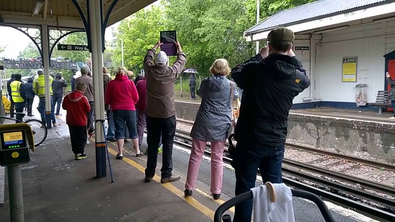Flying Scotsman comes into Swaythling station near Southampton, Hampshire