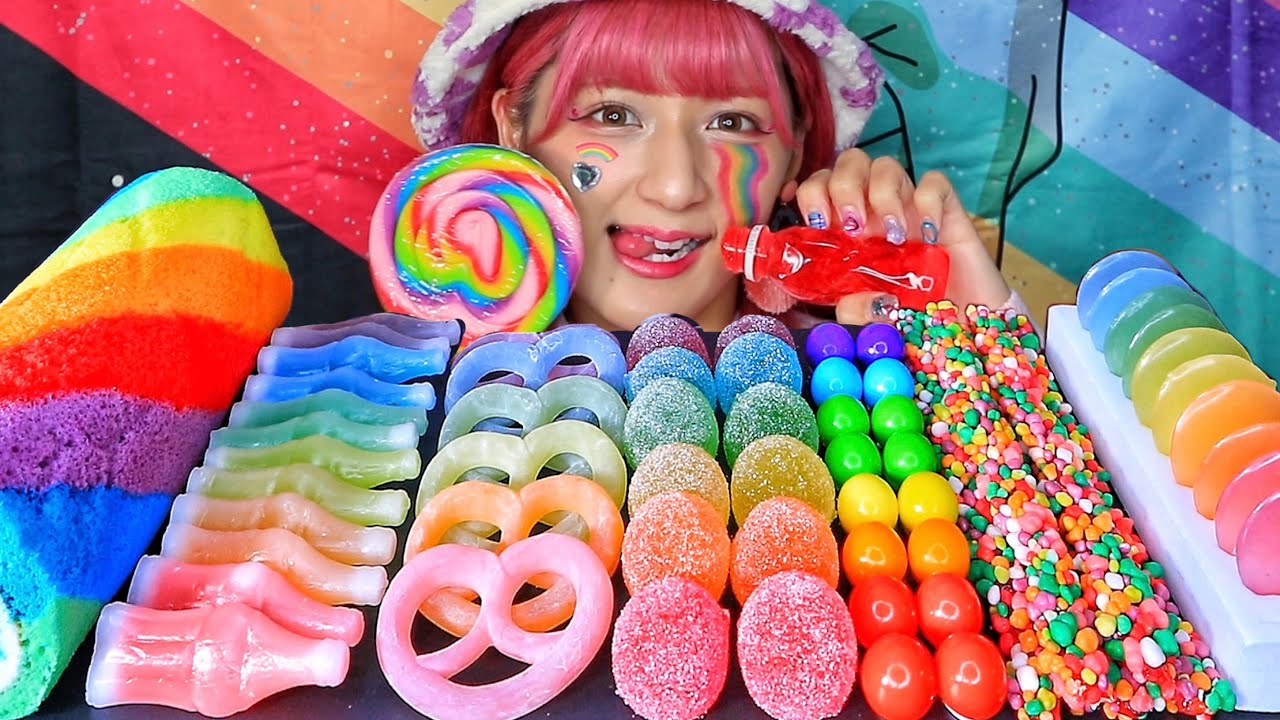 【ASMR】レインボーを食べる🌈💜