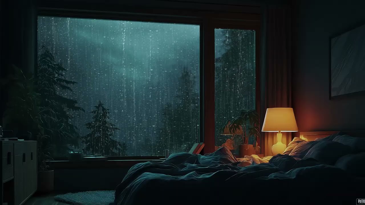 🔥🎹 Warm Bedroom Rain Piano | 3 Hour Relaxing Rain Sounds & Soft Piano for Peace Study Sleep Healing