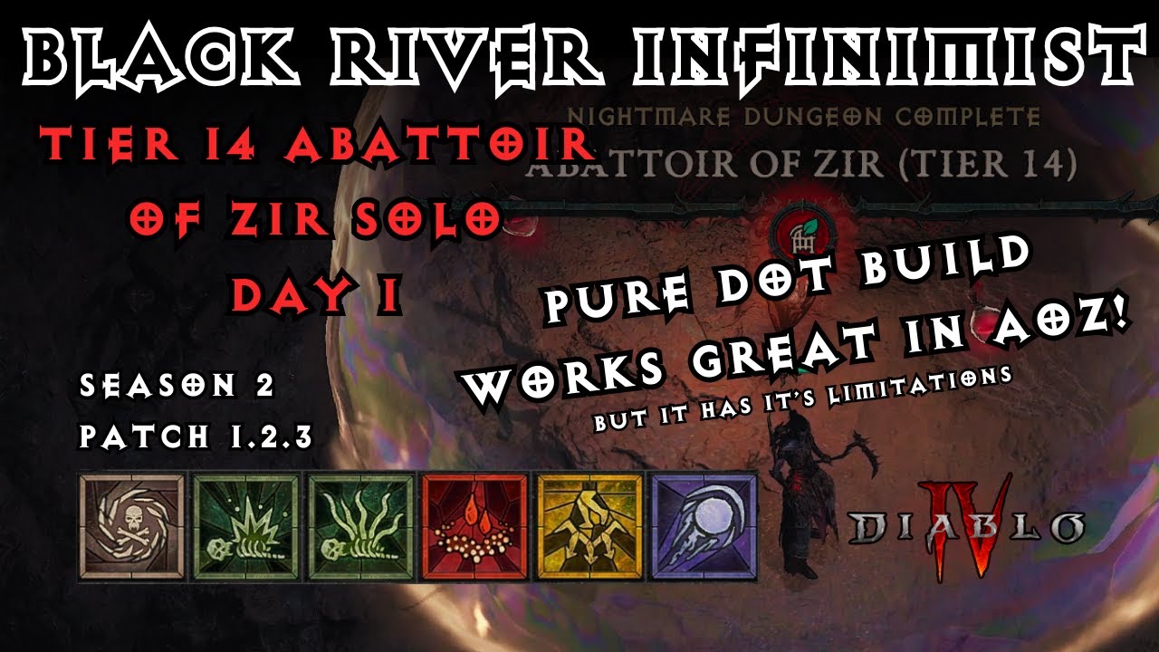 Tier 14 Abattoir of Zir vs Black River Pure DoT Infinimist Necromancer Build - My Day 1 Best Run