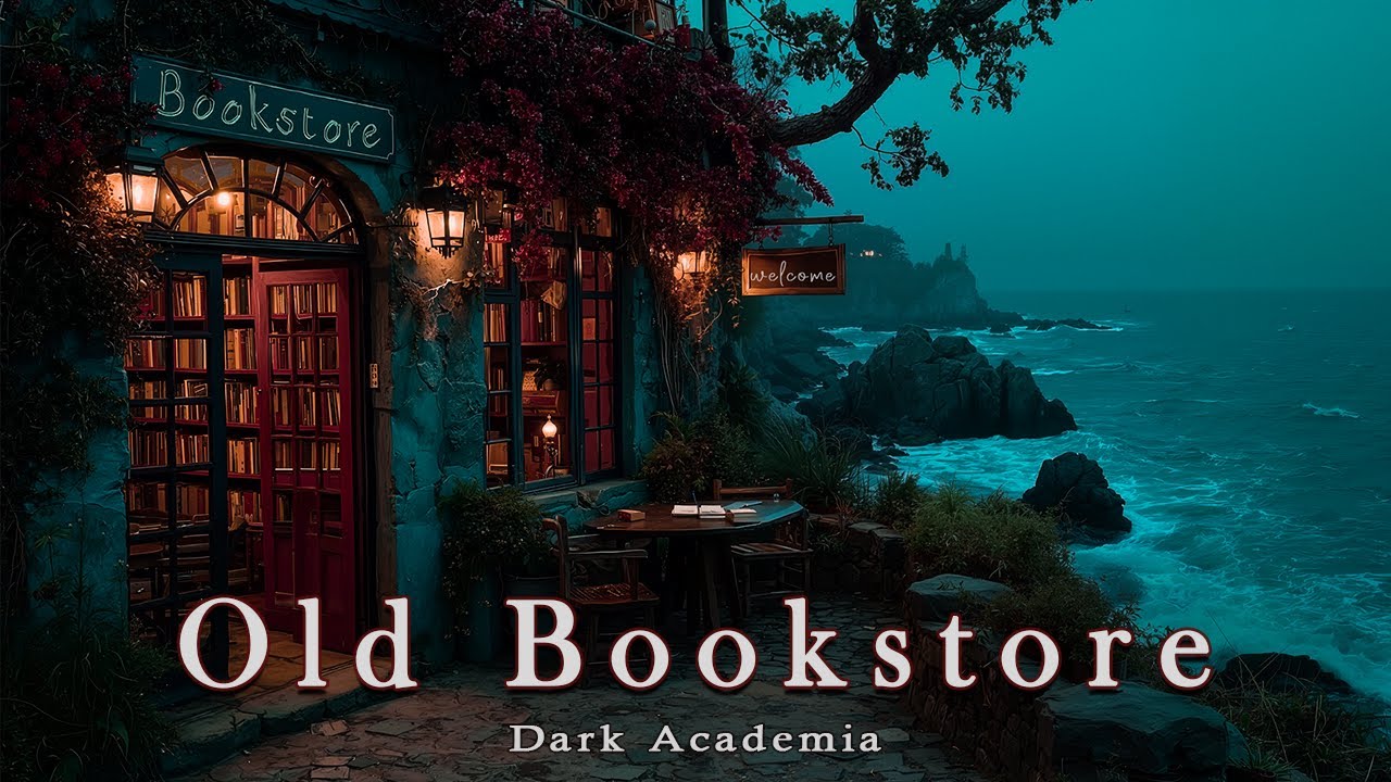 Midnight Seaside Reads - Coastal Bookstore Ambience | Dark Academia Music for Studying
