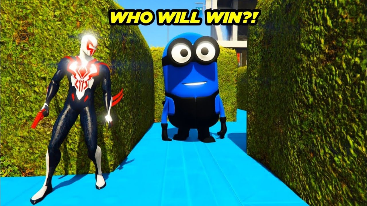 GTA 5: Who Is Faster? Spiderman or Minions?