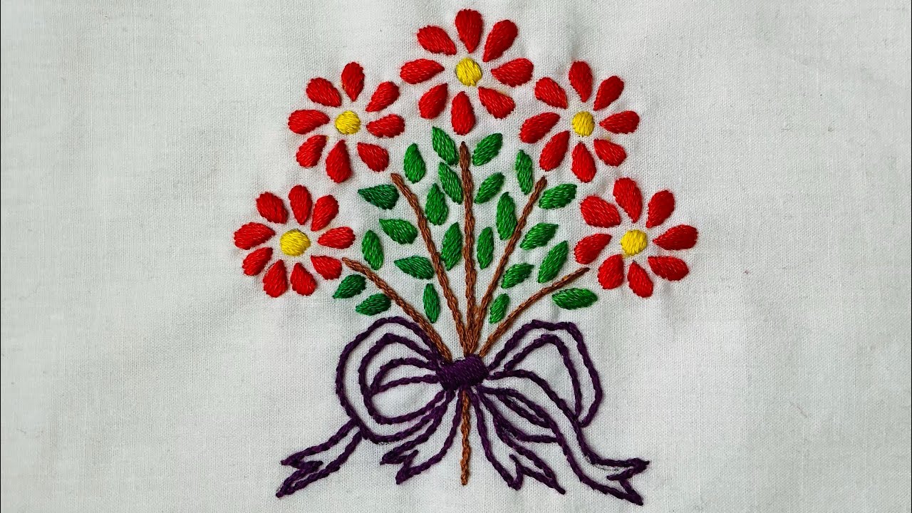Adorable Embroidery Flowers Handmade Design Complete 