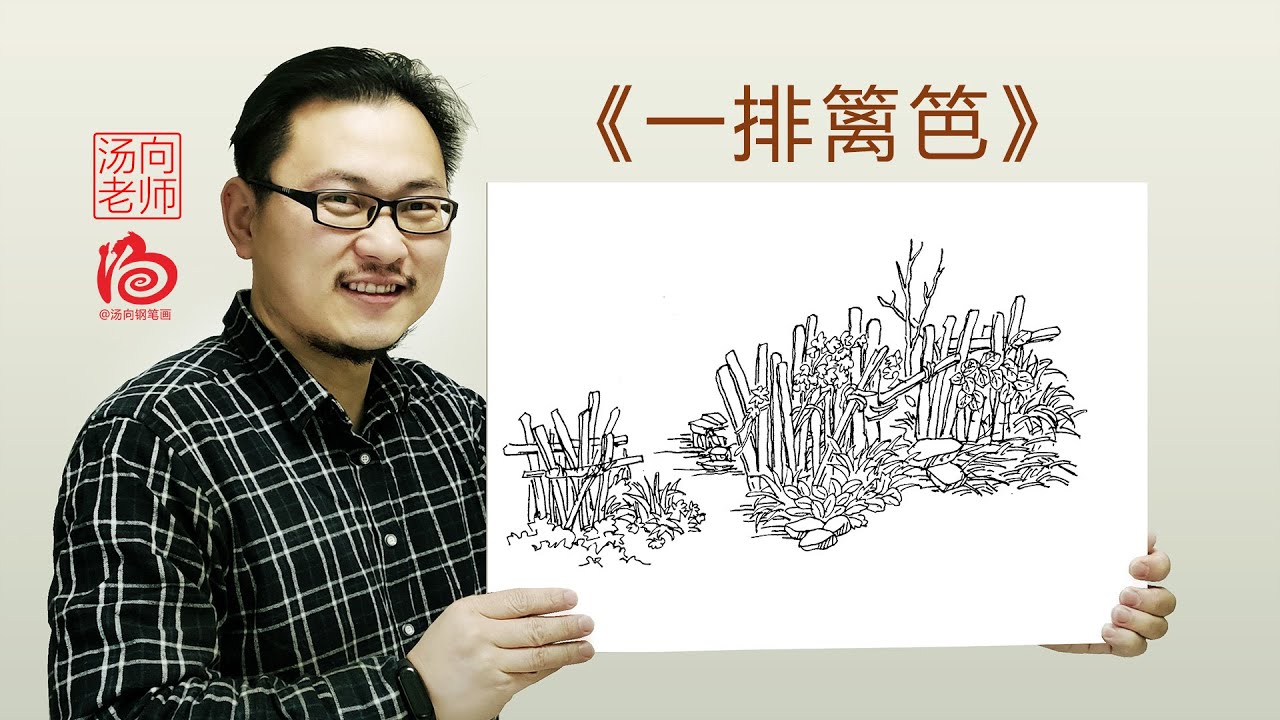 汤向钢笔画入门，一排篱笆的画法，风景速写写生小品！