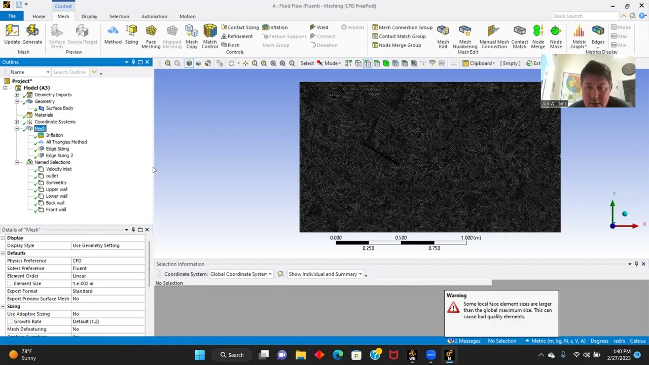 Ansys Fluent: Airflow over a flat plate (Angle of Attack = 30 degrees)