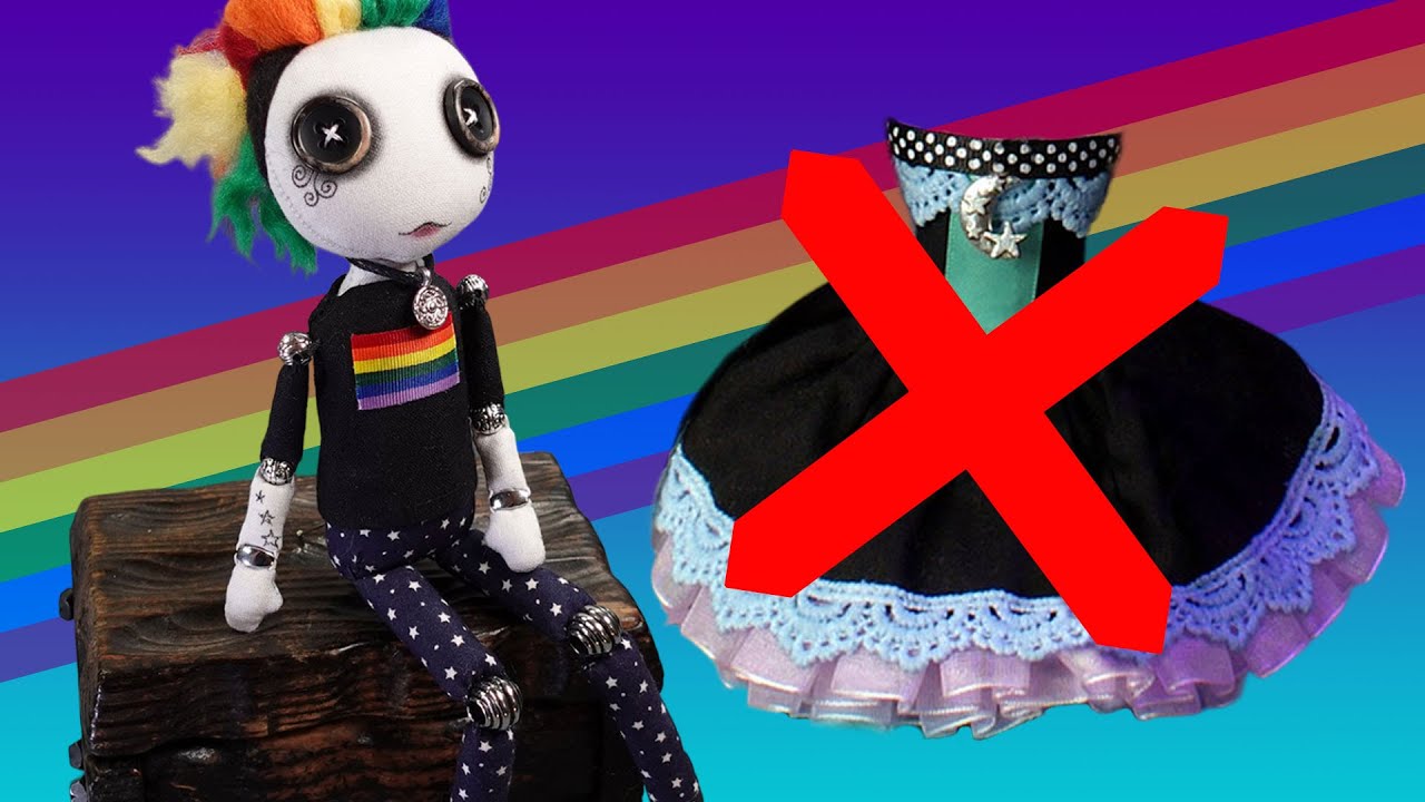 This button eyed doll REFUSED to wear a dress! 🏳️‍🌈
