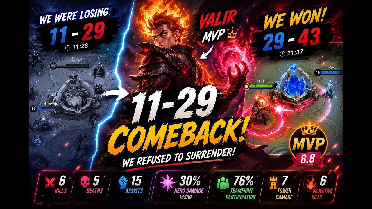 11-29 INSANE COMEBACK! 🔥 Valir MVP Carries the Impossible Win | MLBB