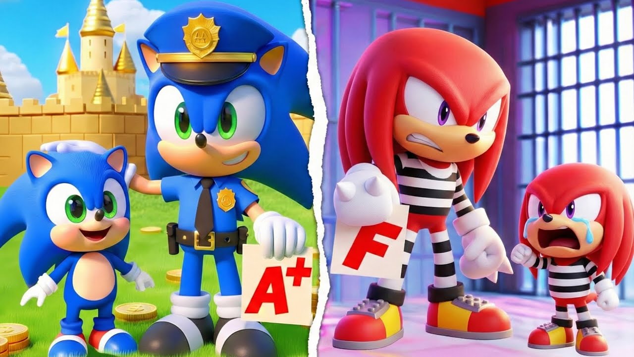 Sonic on Top, Knuckles at the Bottom 📄💥 | A+ vs F | Sonic Funny Animation
