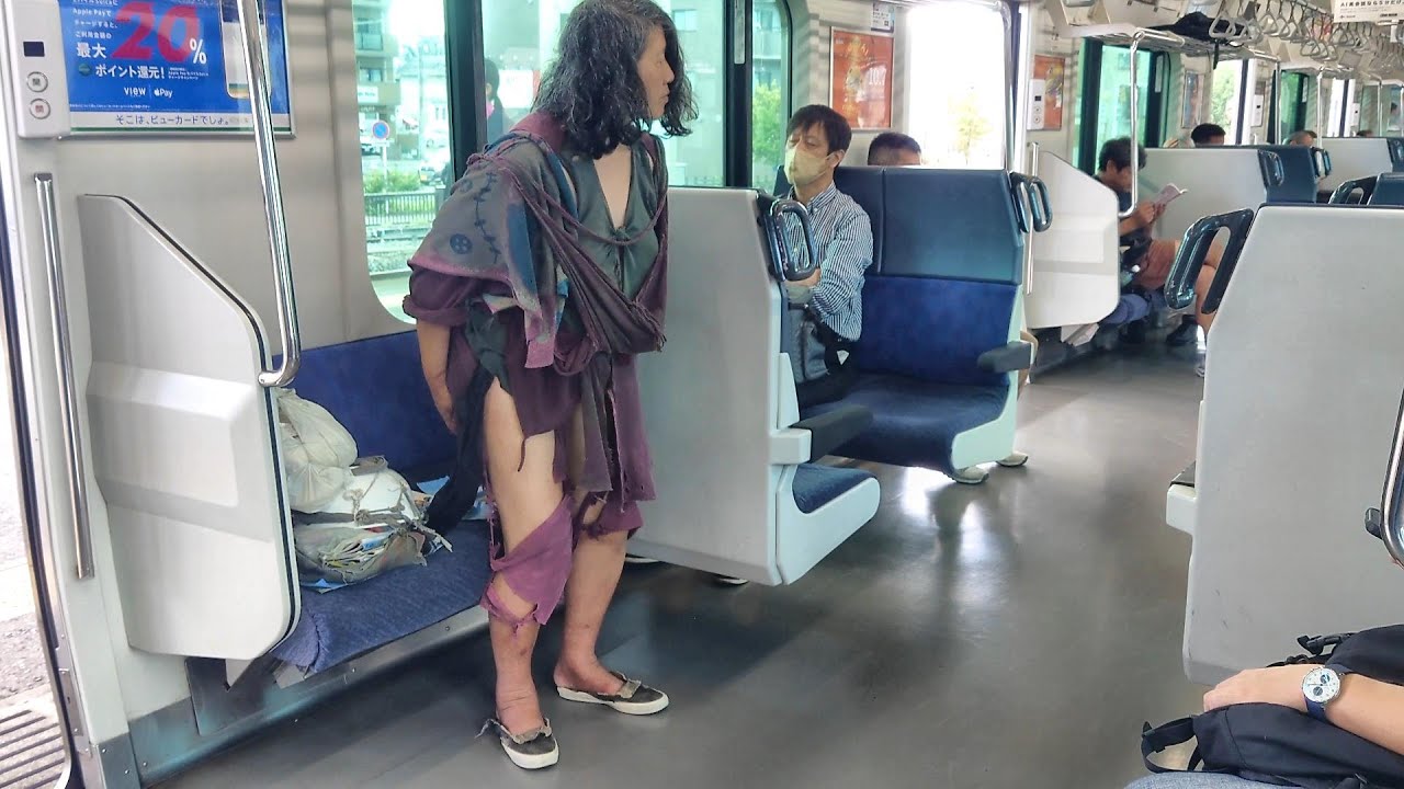 汚過ぎる浮浪者の老婆が鉄道車内の座席に座ってたので追跡取材。ホームレス佐藤。最後に解説有。著しく汚い、悪臭の者は、周囲の迷惑を考えれば駅に立ち入ってはならん事を理解できる。業務妨害罪、侵入罪。
