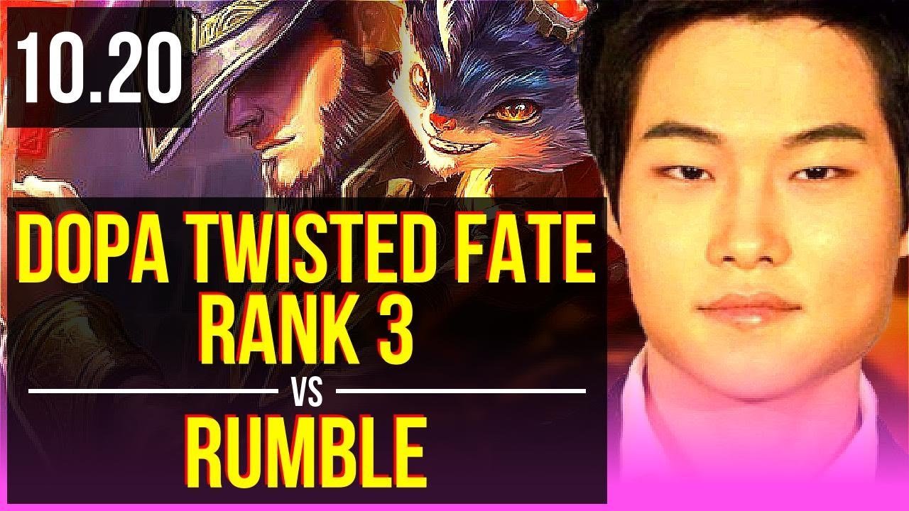 Dopa TWISTED FATE vs RUMBLE (MID) | Rank 1 Twisted Fate, Rank 3, KDA 3/1/5 | KR Challenger | v10.20