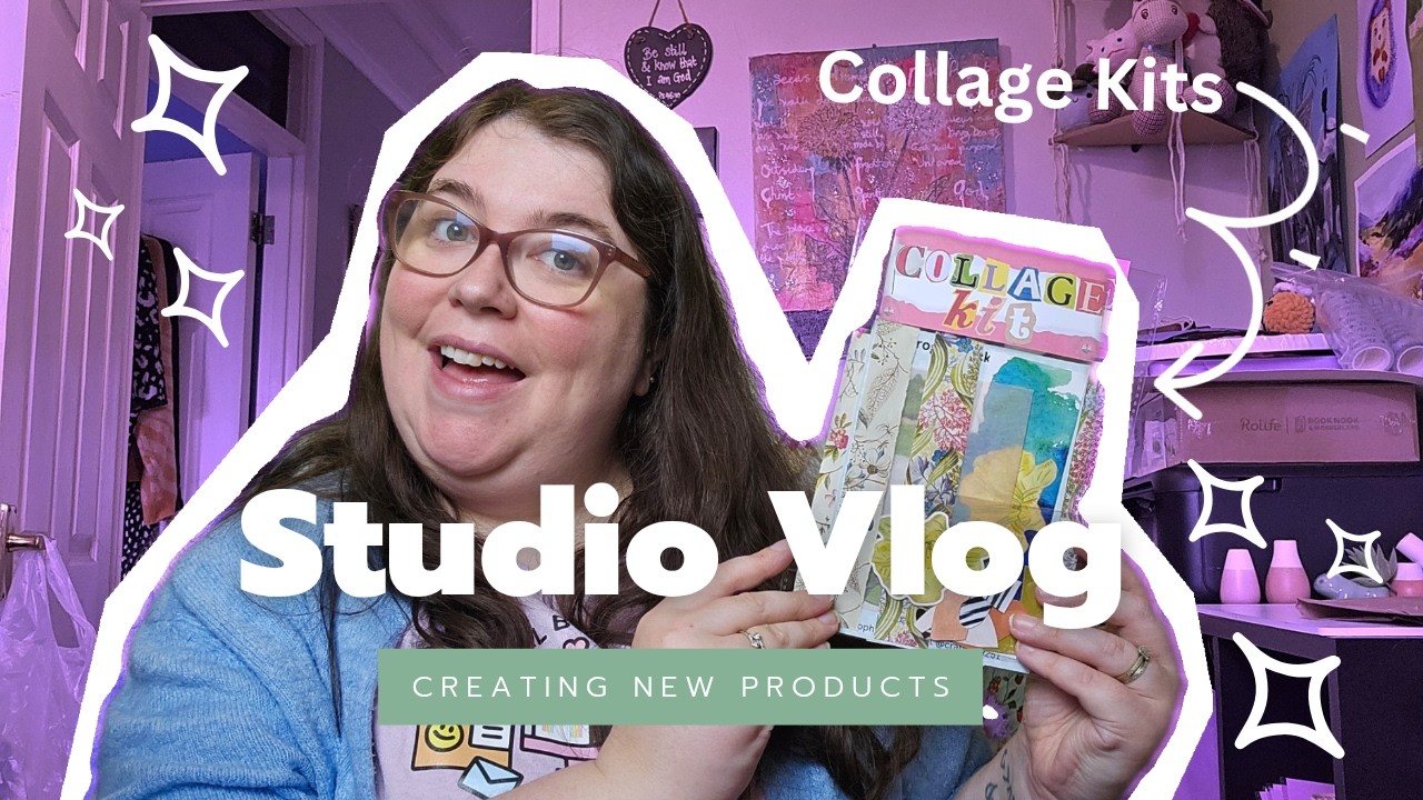 ♡ Studio Vlog 39 ♡ Creating a Collage Kit | UK Etsy Small Business | Paint & Journal with Me