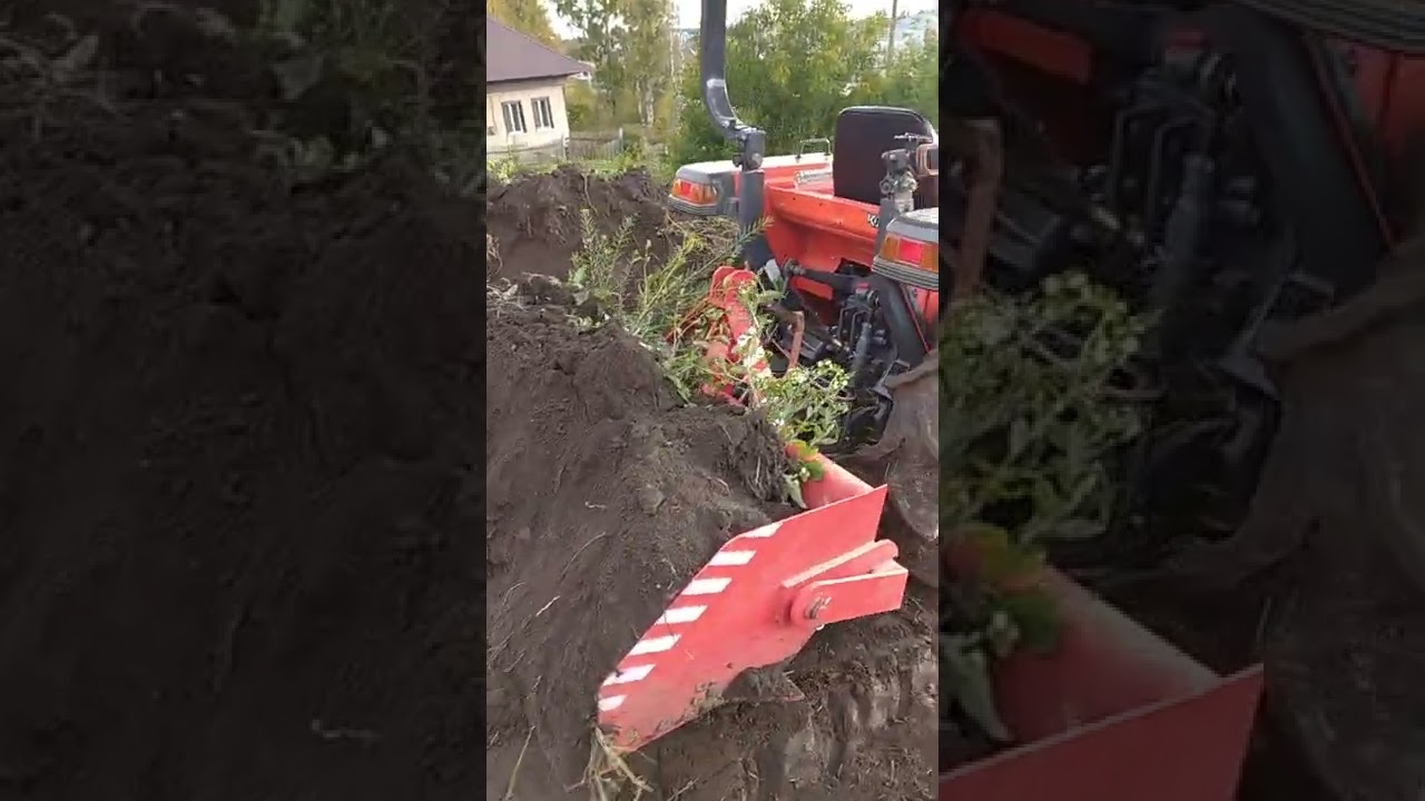 Кубота GL220 работа ковша на задней навеске (ковш воровайка)