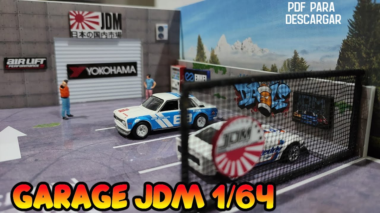 GARAGE JDM HOT WHEELS diecast 1/64  descarga PDF .. AVENTURAS A ESCALA. #DIORAMA