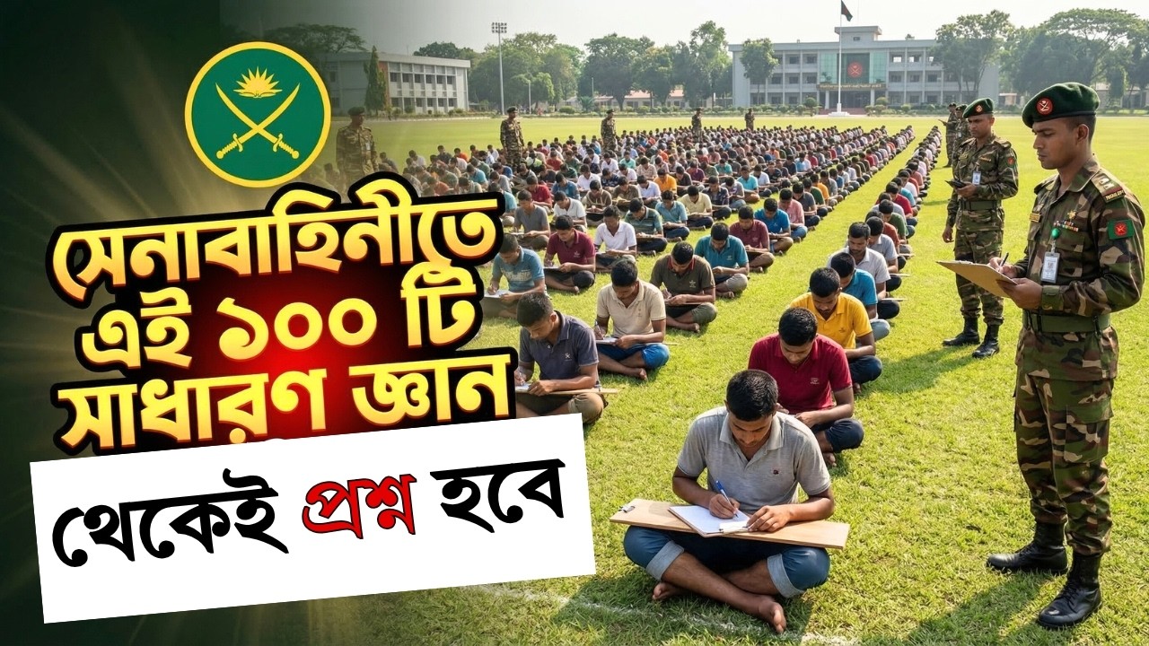 সেনাবাহিনীর সৈনিক লিখিত পরীক্ষায় যে ১০০ টি সাধারণ জ্ঞান থেকেই প্রশ্ন হবে। Bd Army Written Exam 2026