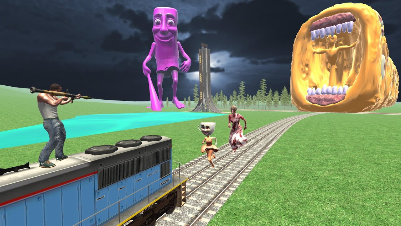 Orange Train Eater & Franklin vs Pink Tung Tung Sahur In Indian Bike Driving 3d