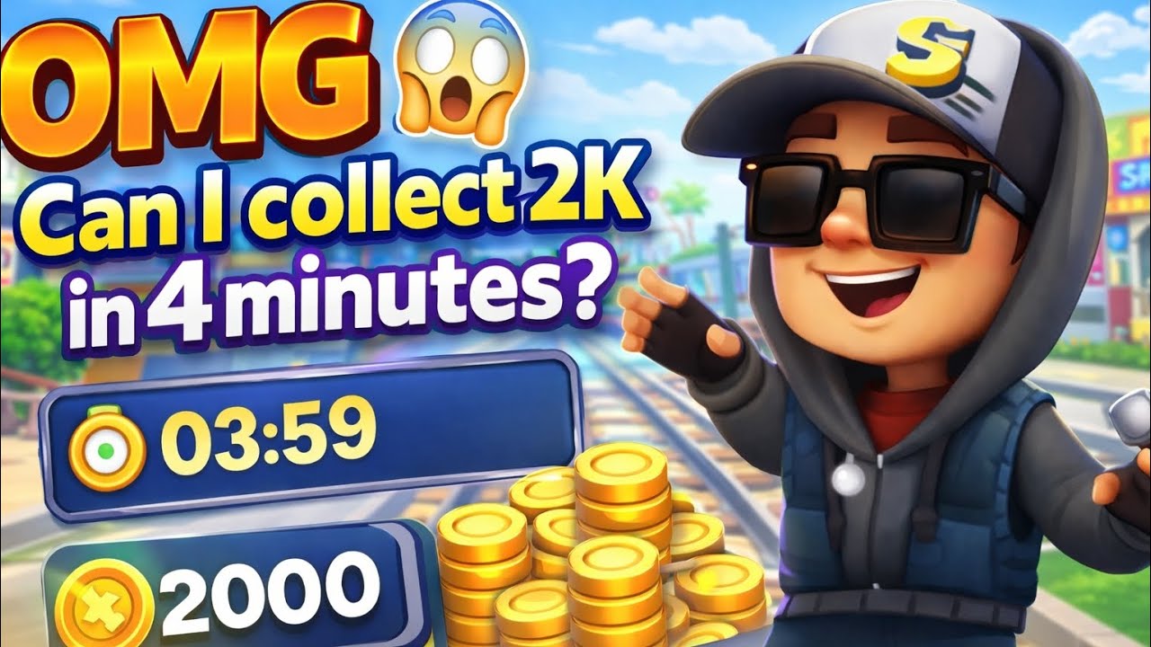 SUBWAY SURFERS 😱  Can I collect 2k in 4minitues #subwaysurfers #subwayXpress #viral 